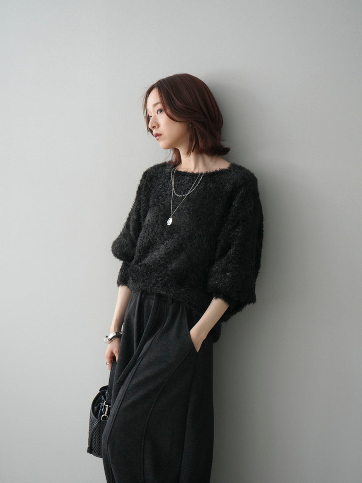 [予約]ラメシャギードルマンニットプルオーバー/black