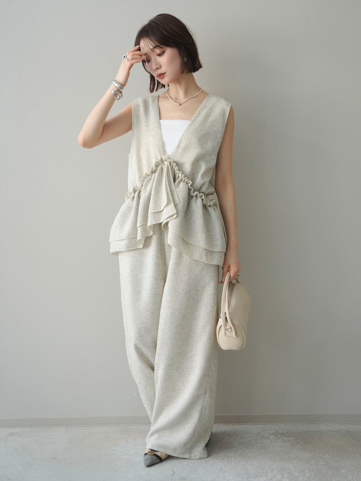 [SET]3WAYミックスツイードギャザーオールインワン+選べるアクセセット(2set)