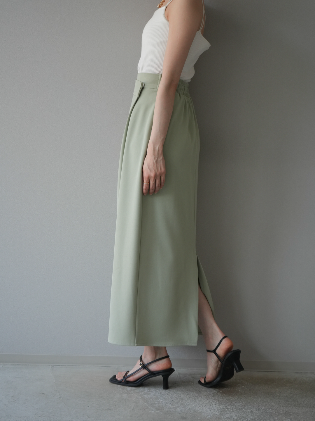 [予約]ツイルラップナロースカート/ライトグリーン S
