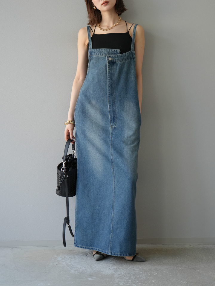 【預購】不對稱牛仔洋裝/藍色