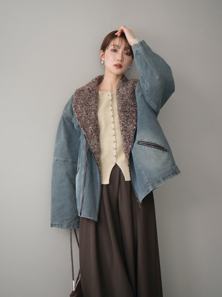 [予約]ミックスボアデニムジャケット/blue