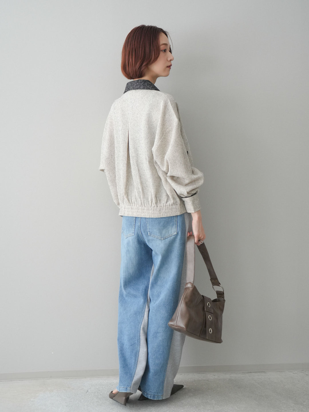 [予約]デニム切替スウェットパンツ/gray