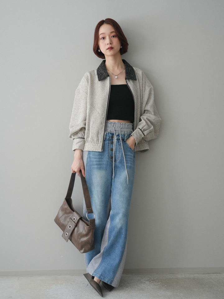 [予約]デニム切替スウェットパンツ/gray