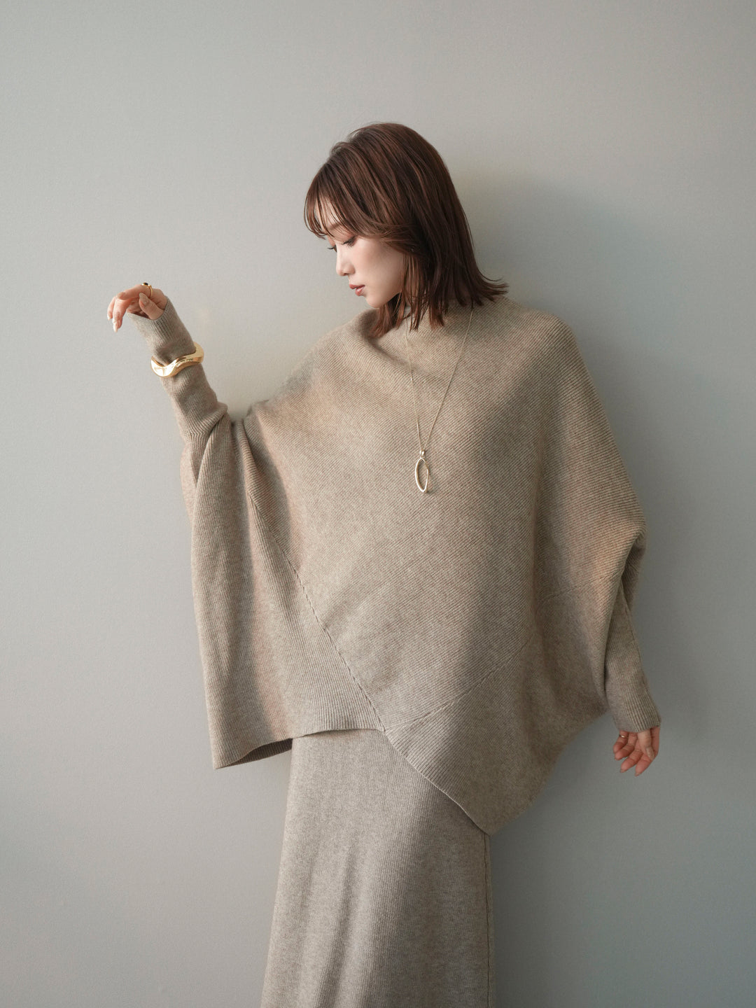 [SET]ウール混ドルマンニット&スカートSET UP+ウール混ドルマンニット&スカートSET UP(2set)