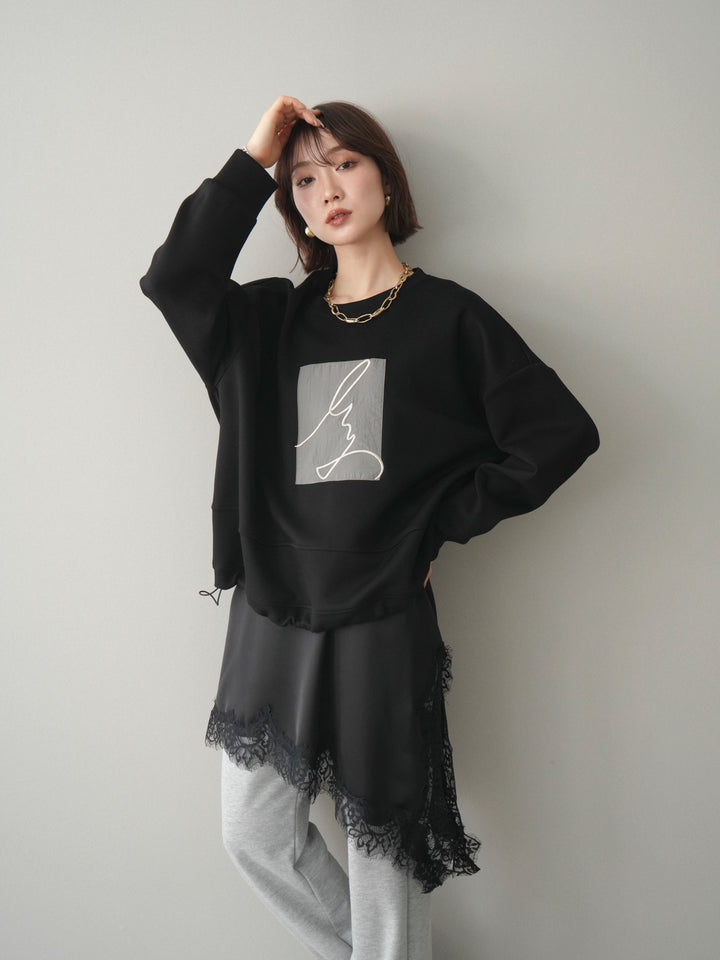 [予約]ライトポンチ刺繍ロゴプルオーバー/black