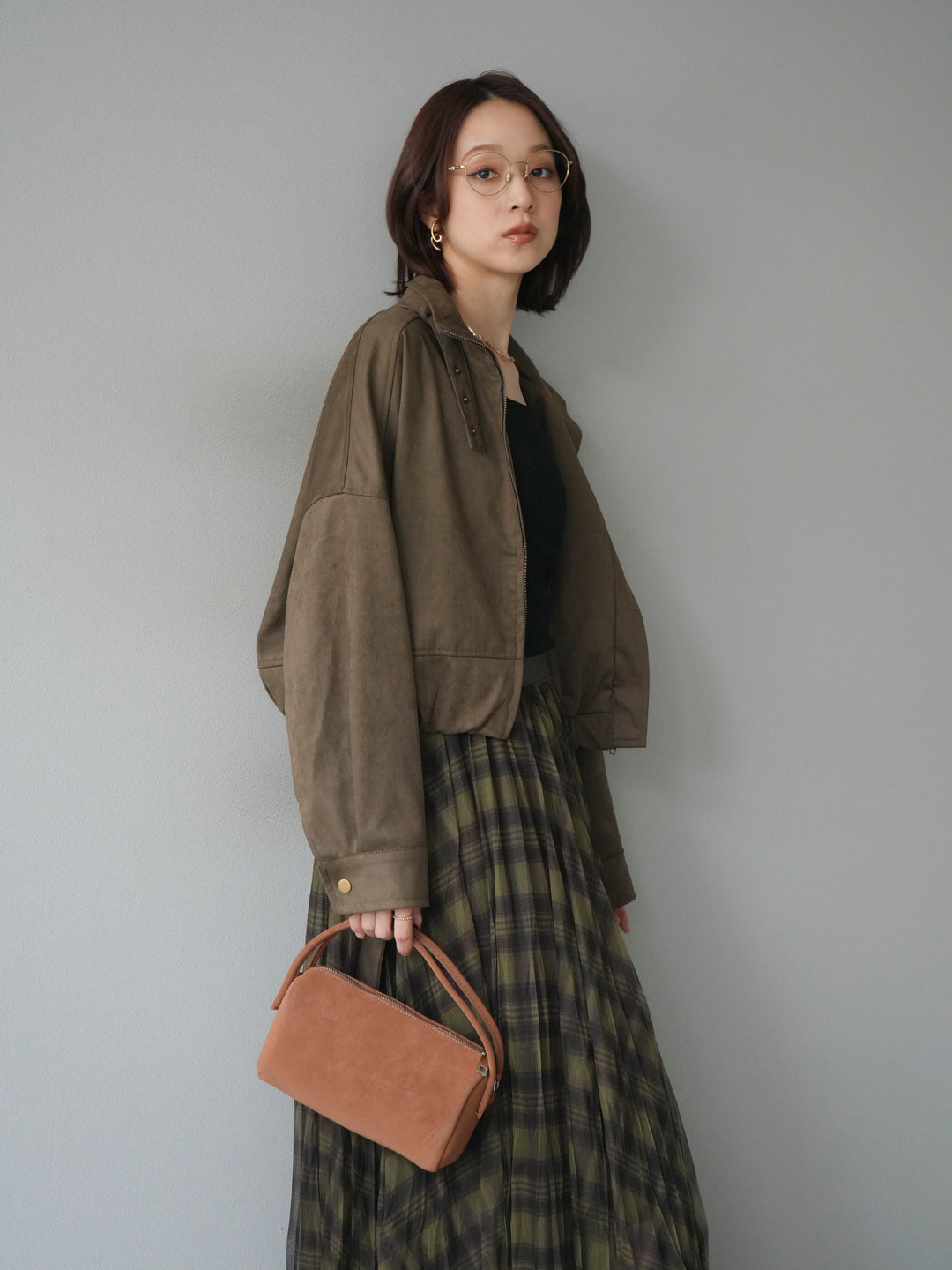 [予約]スエードバルーンショートブルゾン/khaki