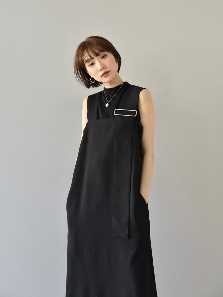 [予約]SLUB YARN ASYMMETRY DRESS/BLACK