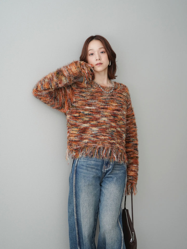 [SET]裾フリンジミックスヤーンシャギープルオーバー+裾フリンジミックスヤーンシャギープルオーバー(2set)