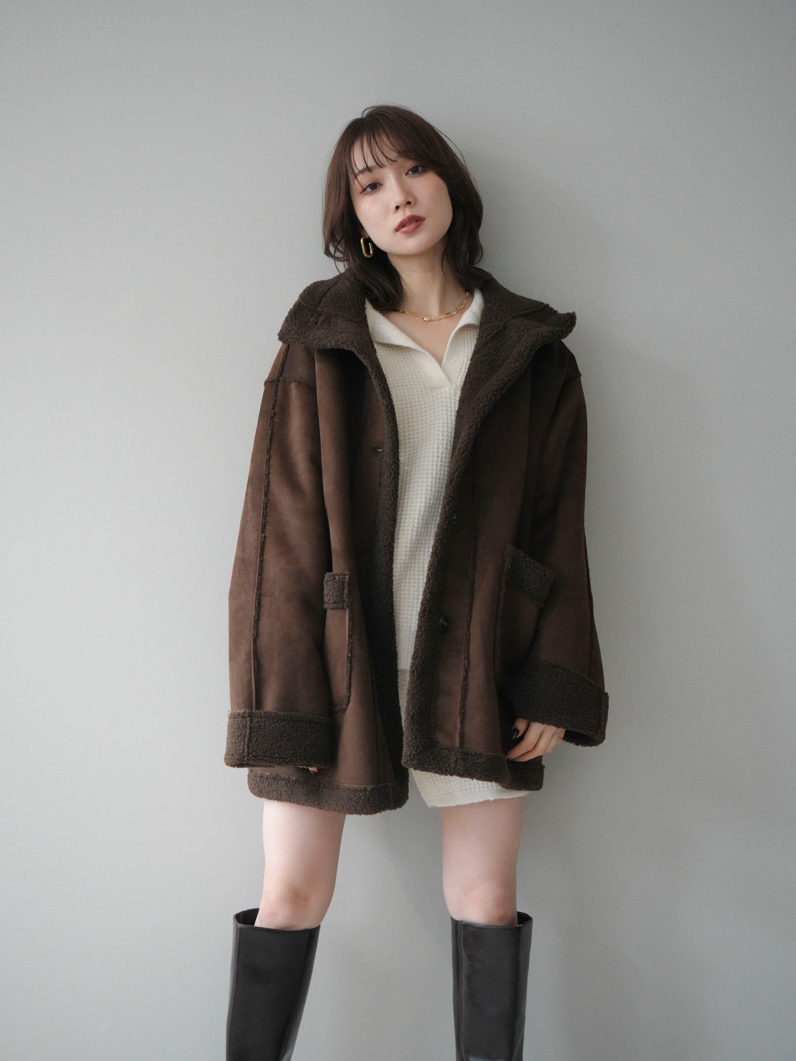 Lily Brown フェイクムートンコート LILY BROWN Lily Brown ロングムートンコート オフホワイト -靴