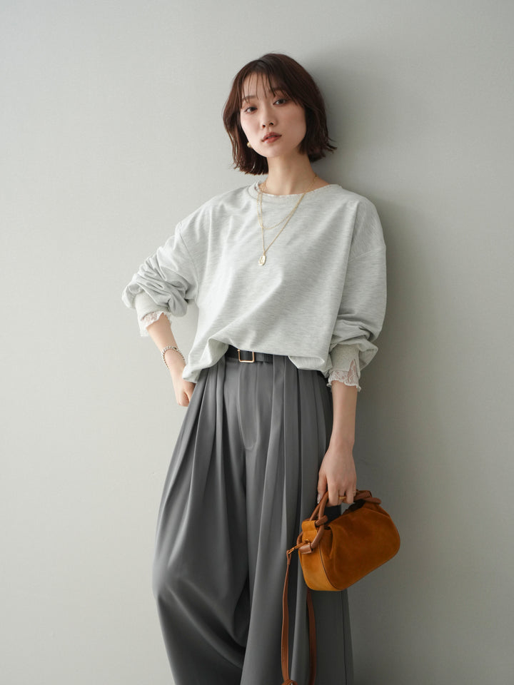 [予約]袖レースカットバルーンプルオーバー/oatmeal