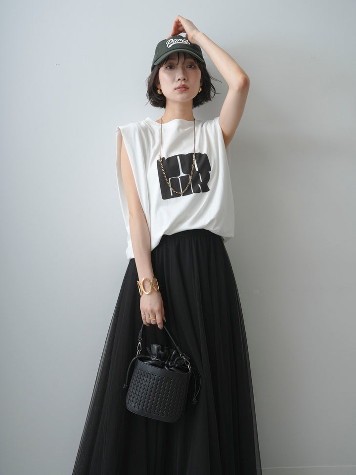 [先行販売！]ショルダータックノースリーブオーバーTEE+ショルダータックノースリーブオーバーTEE(2set)