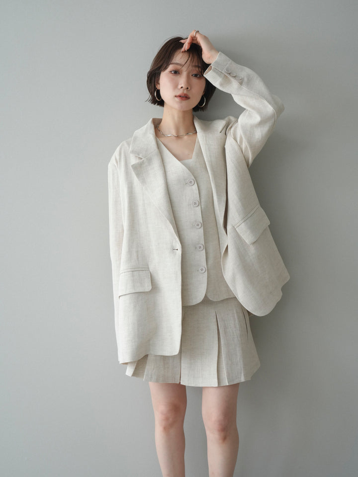 [予約]リネンタッチオーバージャケット/ivory