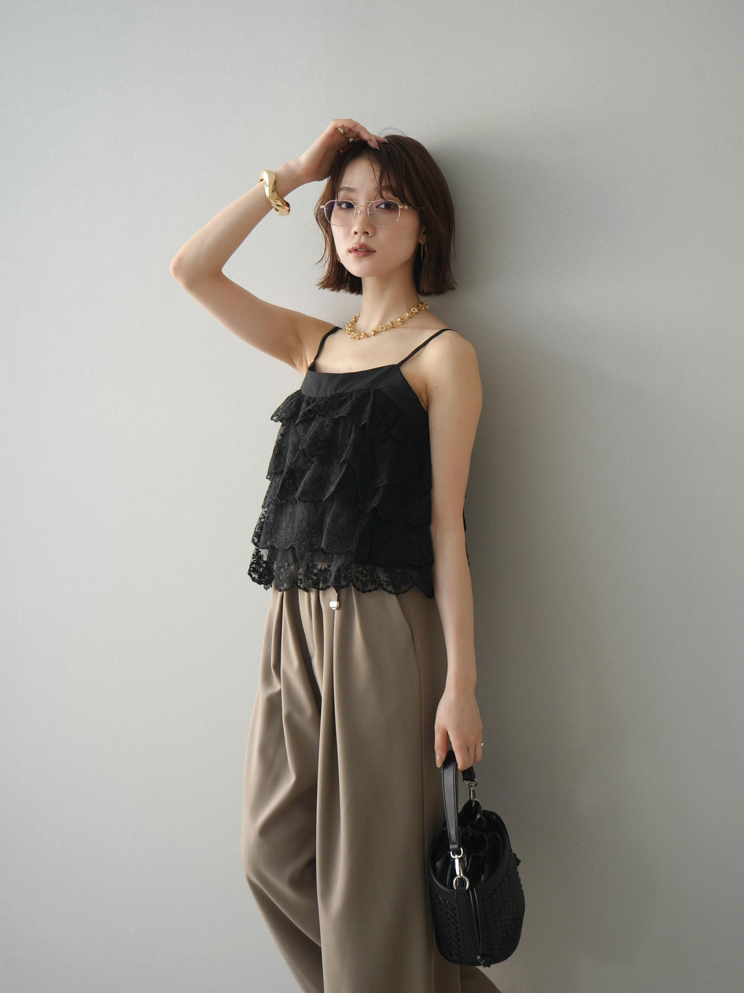 [SET]スカラップレースフリルキャミソール+選べるアクセセット(2set)