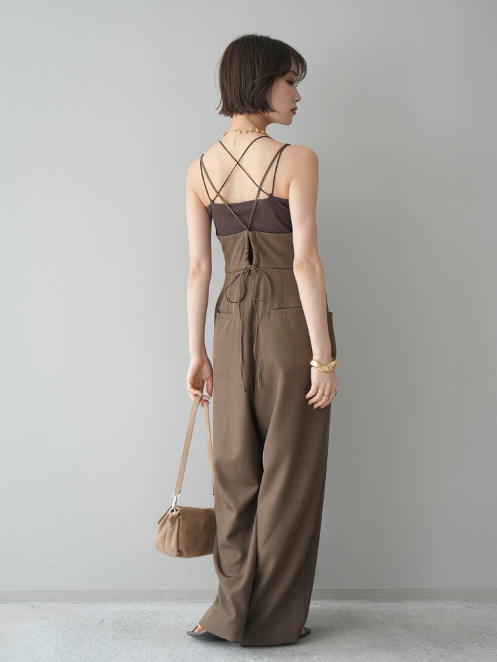 [予約]バックデザインサロペット/brown