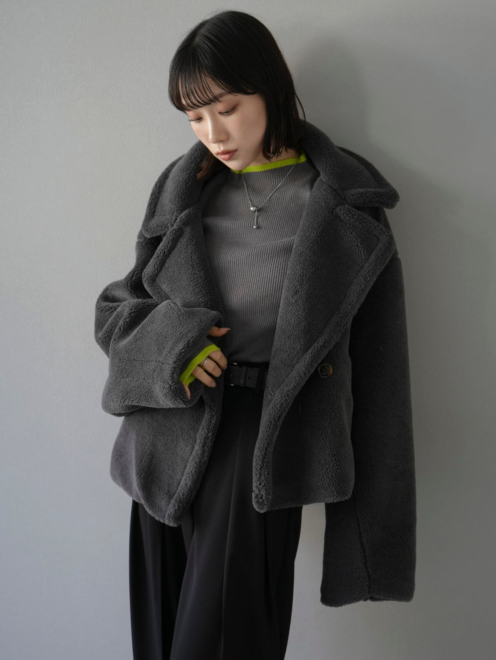 [Pre-order] Boa short coat/charcoal