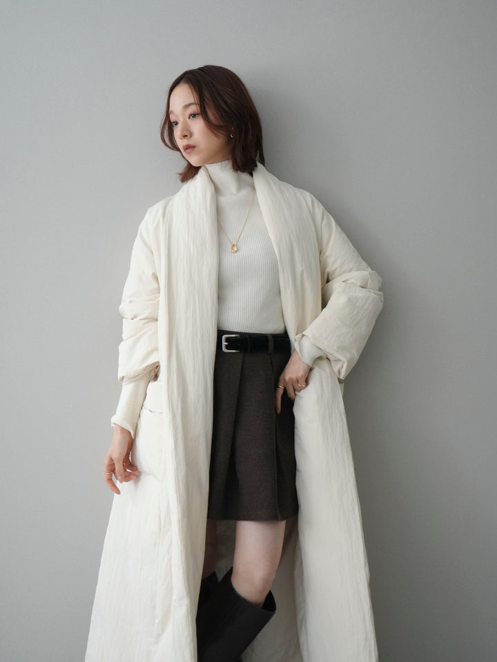 [SET]ロングダウンコート+ベルト付きタックミニスカート(2set)