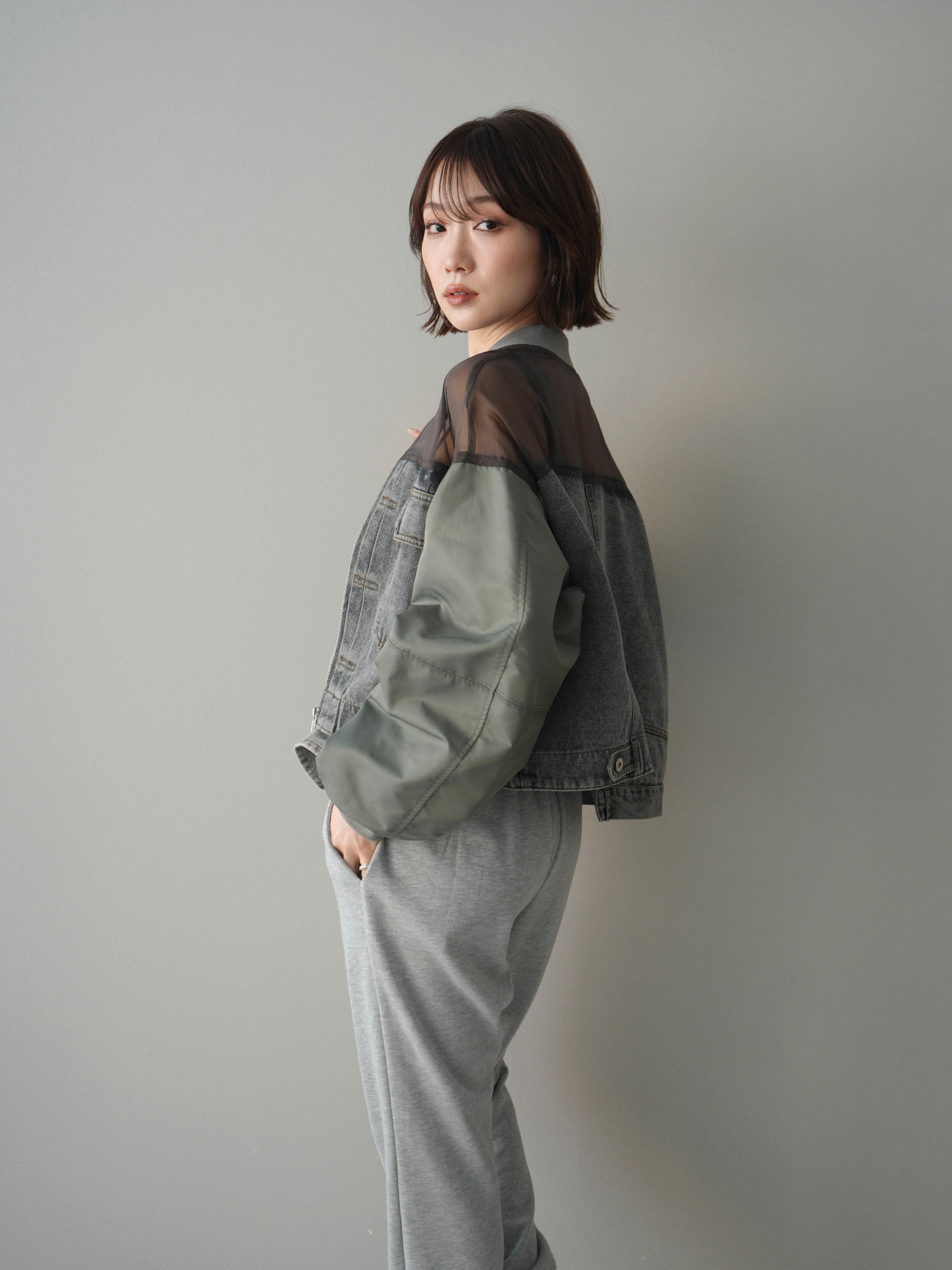 Lumier 異素材デニムブルゾン 予約]異素材デニムブルゾン/gray – Lumier