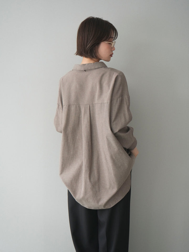 [予約]コットンライクボウタイオーバーシャツ/brown