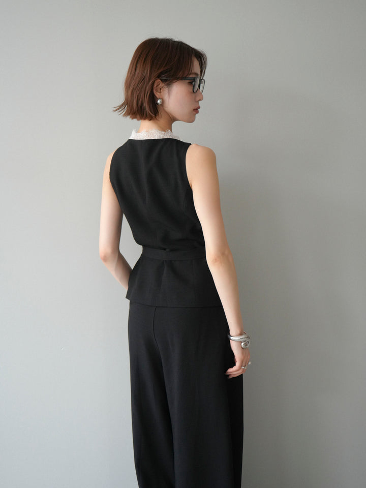 【套裝】蕾絲邊背心和垂褶褲套裝（2 套）