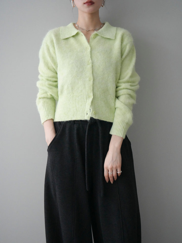 [予約]モヘア衿付きボタンプルオーバー/lime