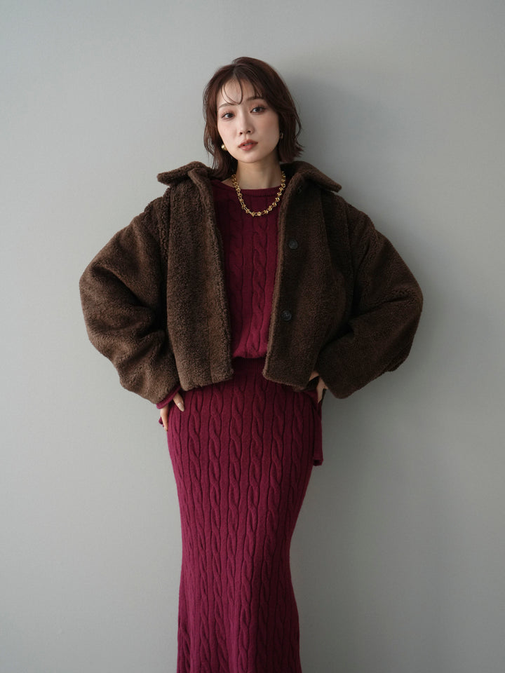 [SET]エコファーステンカラージャケット+エコファーステンカラージャケット(2set)