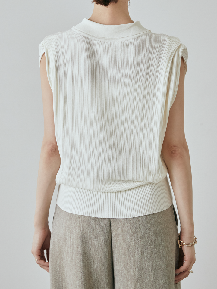 [予約]ランダムリブポロニットベスト/オフ