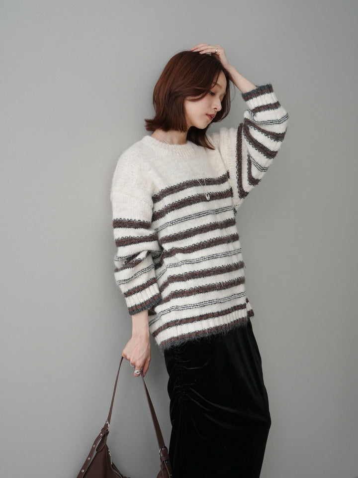 [SET]ステッチボーダーニットプルオーバー+ステッチボーダーニットプルオーバー(2set)