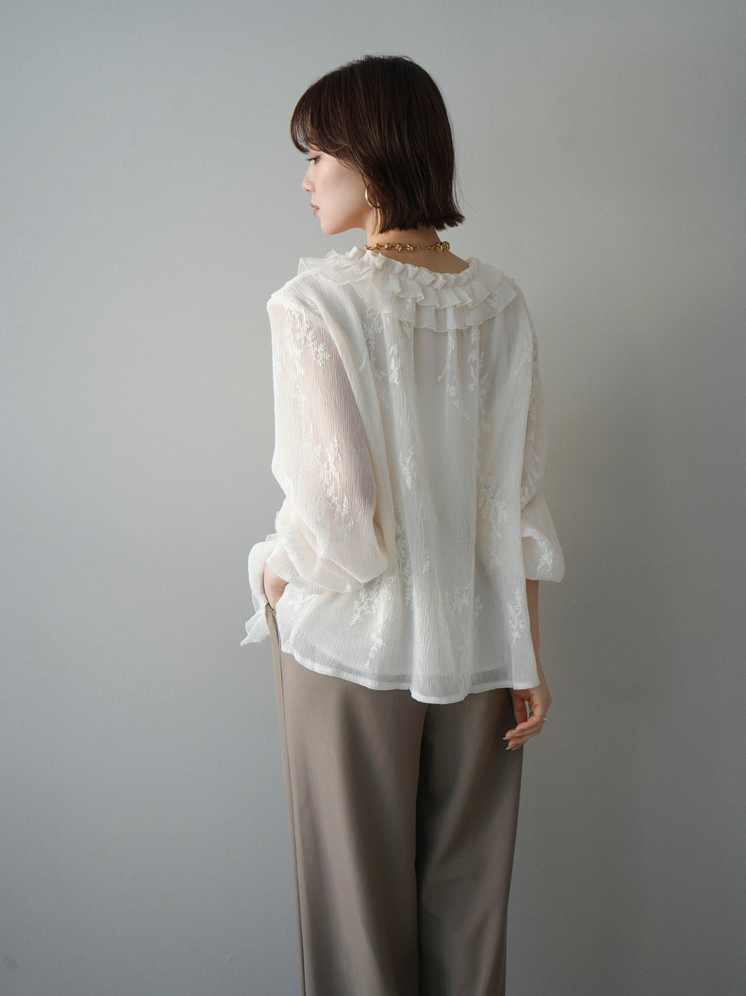 [予約]楊柳ラッフルフリルカーディガン/ivory