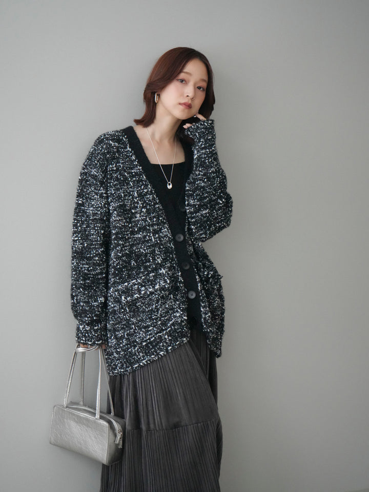 [予約]モールネップニットカーディガン/black