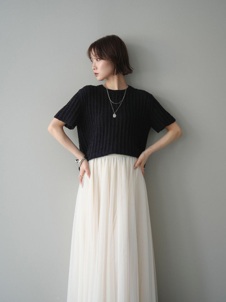 [予約]テクスチャーリブサマーニットプルオーバー/black