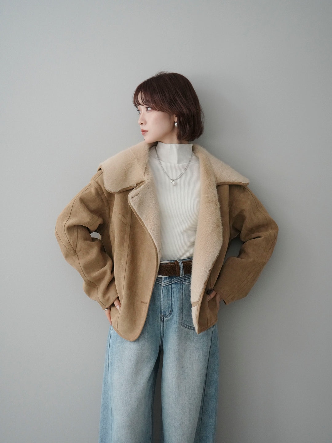 [予約]ムートンショートジャケット/beige