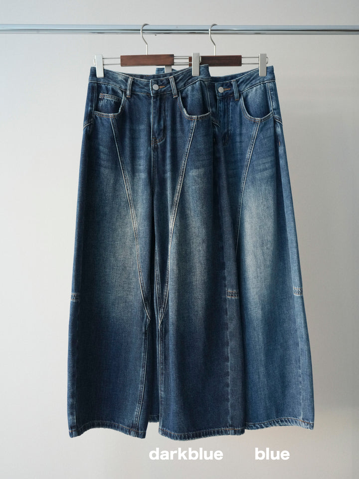 [SET]バイカラーモヘアタッチニットプルオーバー+裏起毛加工デニムカーブパンツ(2set)