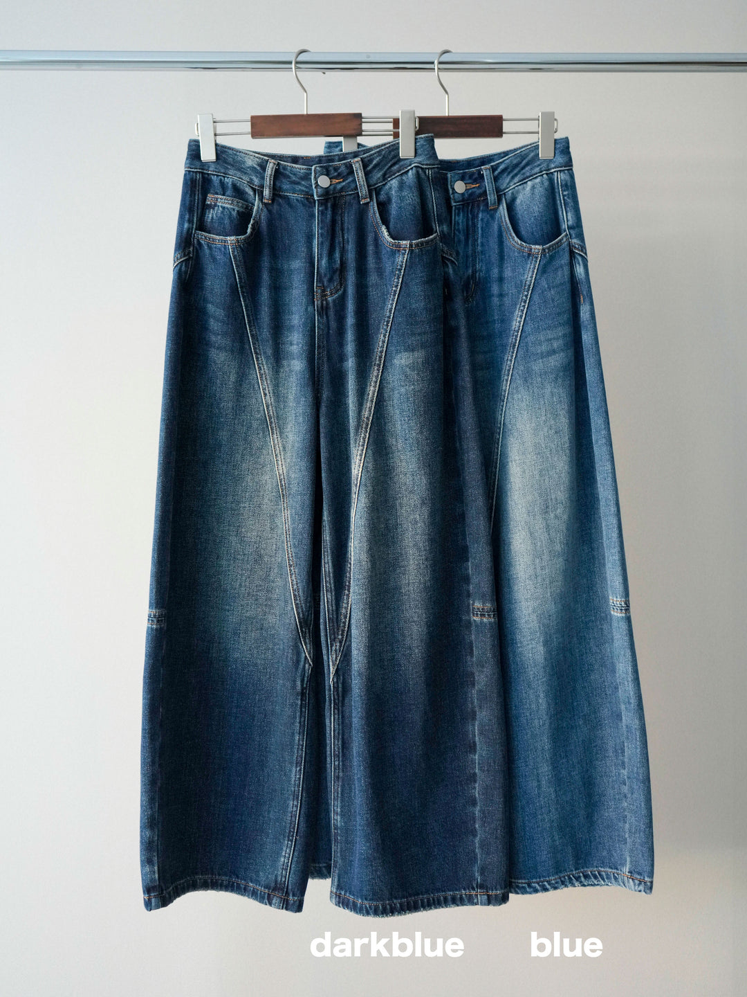 [SET]Vネック配色レイヤードスリットニットトップス+裏起毛加工デニムカーブパンツ(2set)