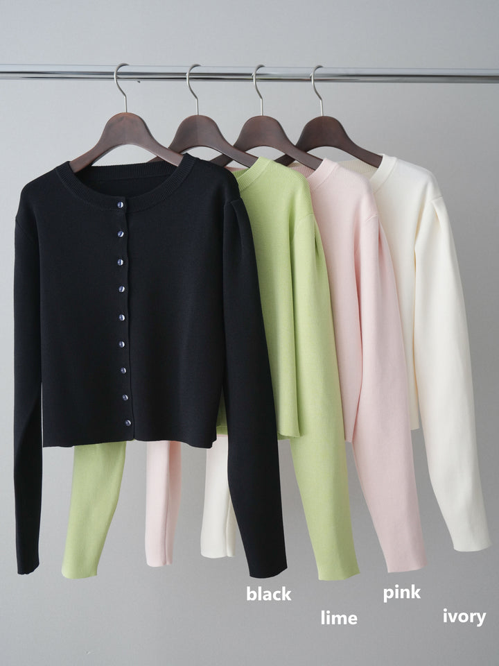 [SET]クリアボタンタックニットカーディガン+ベルトループデザインワイドパンツ(2set)