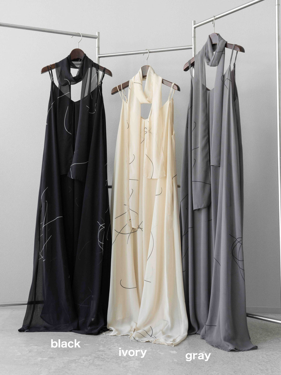 [SET]ペンタッチシフォンキャミワンピース+ペンタッチシフォンシャツ(2set)