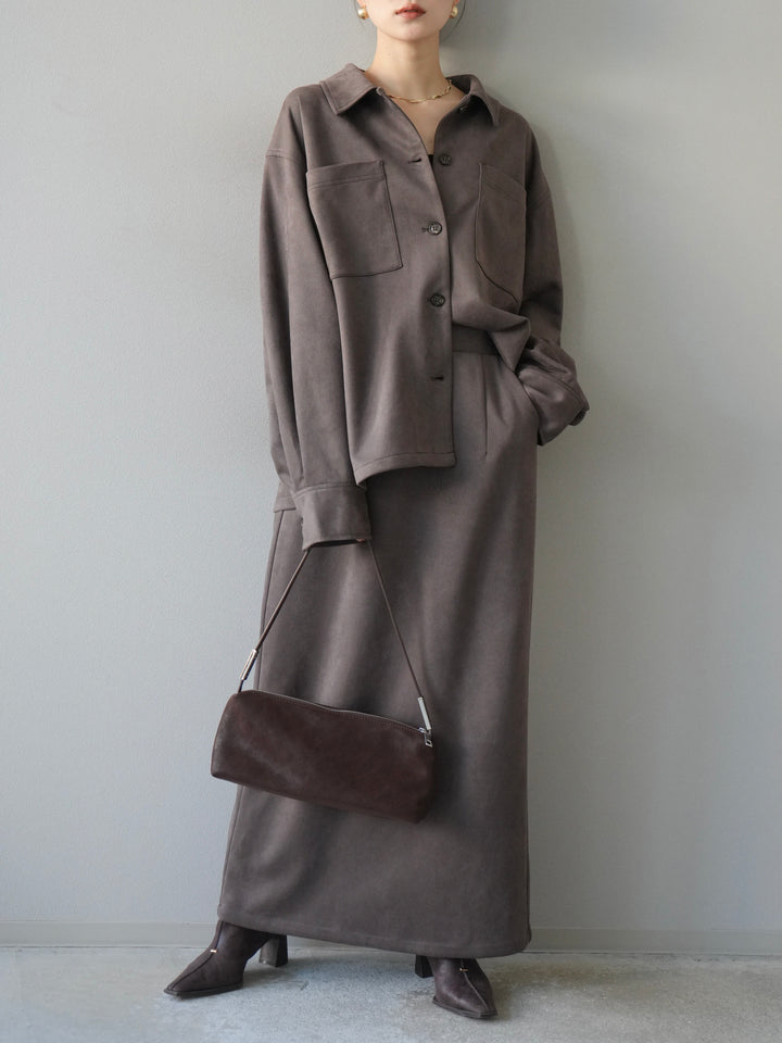 [予約]スエードタイトスカート/チャコール