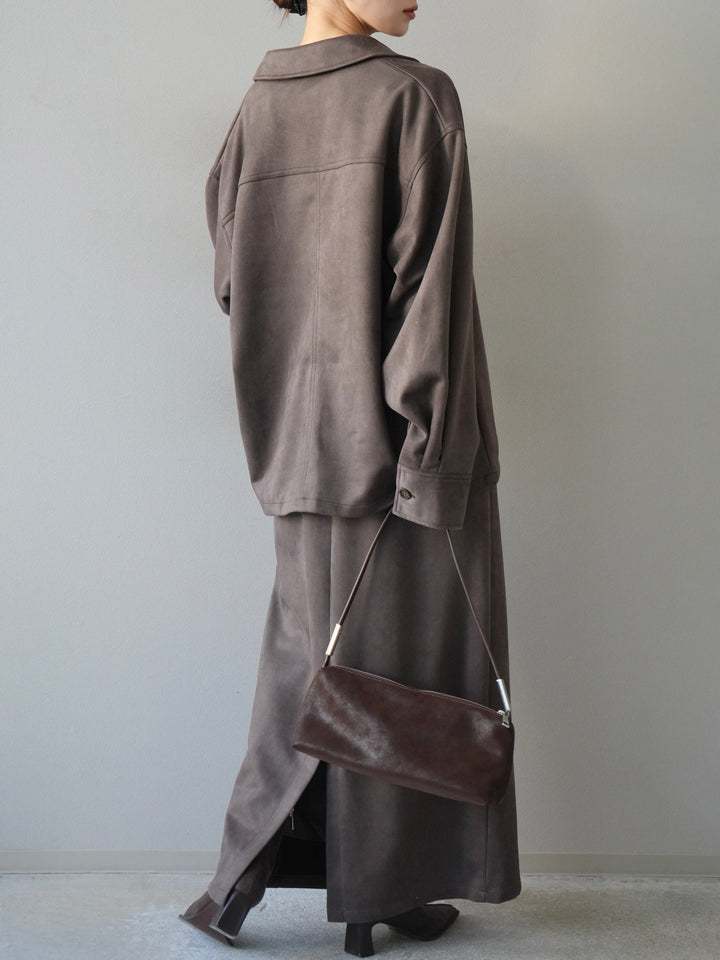 [予約]スエードタイトスカート/チャコール