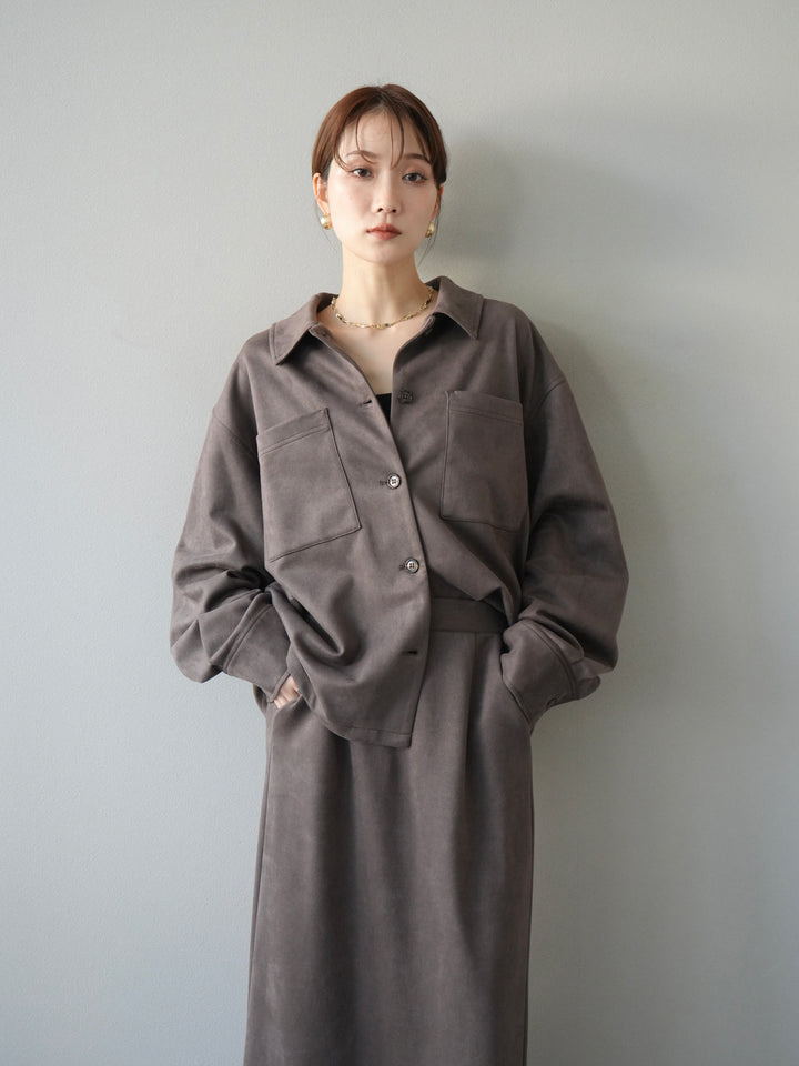 [予約]スエードシャツジャケット/チャコール