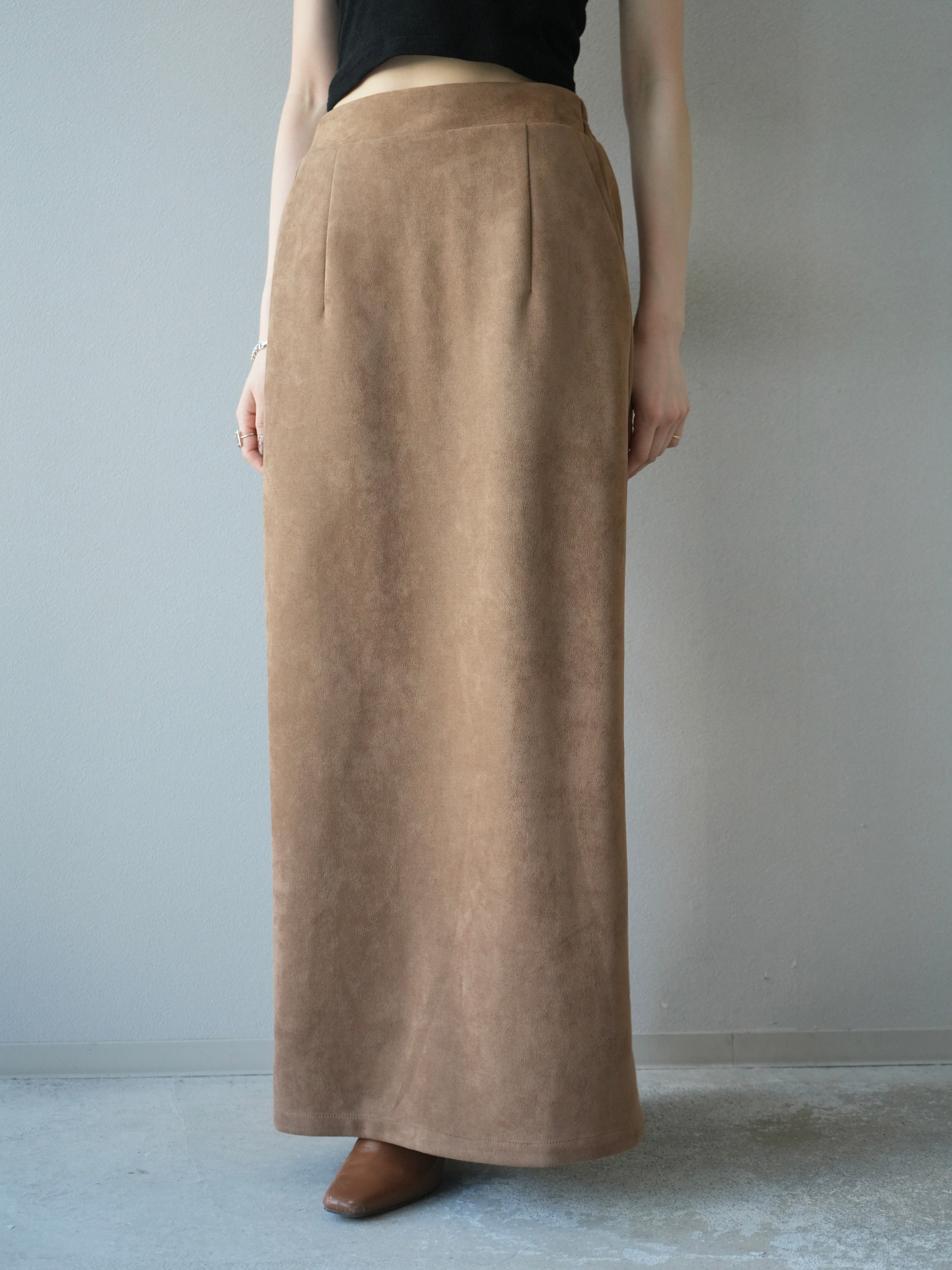 予約]スエードタイトスカート/キャメル – Lumier
