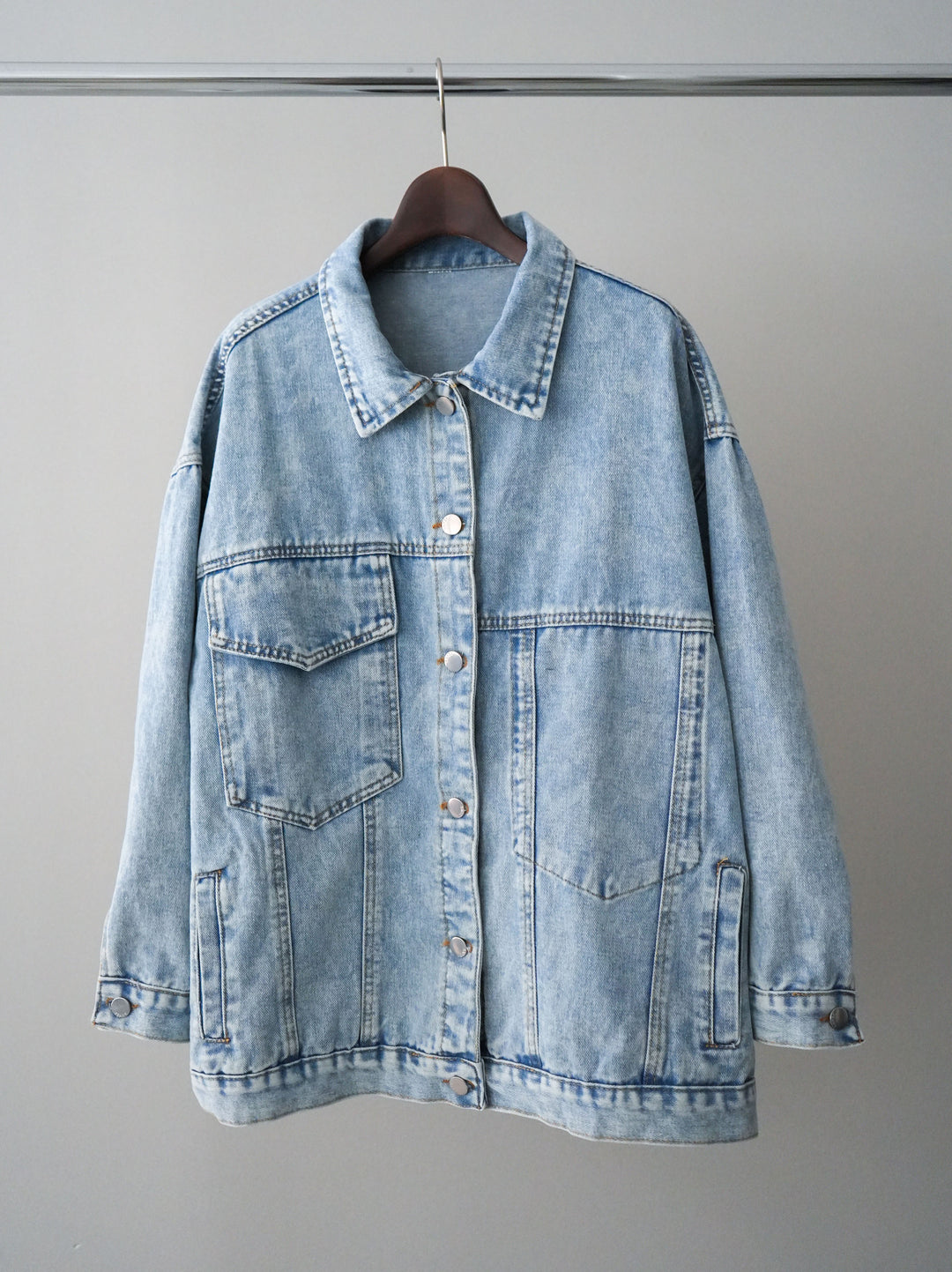 [SET]ギャザー切替レースキャミワンピース+デザインBIGポケットオーバーデニムジャケット(2set)