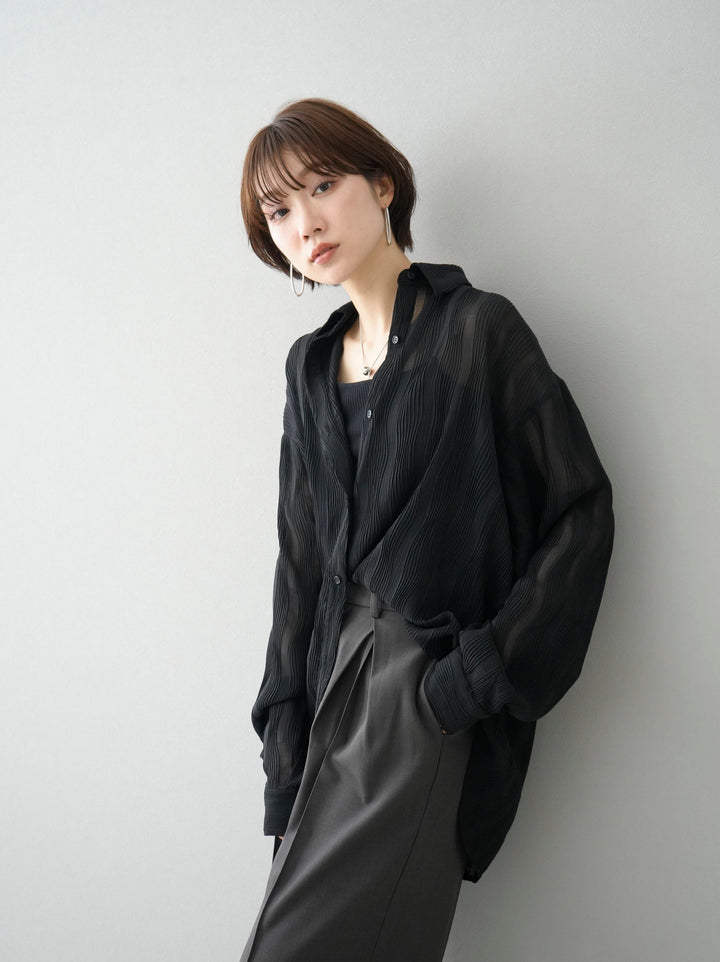 [Pre-order] Willow Wave Overshirt/Black