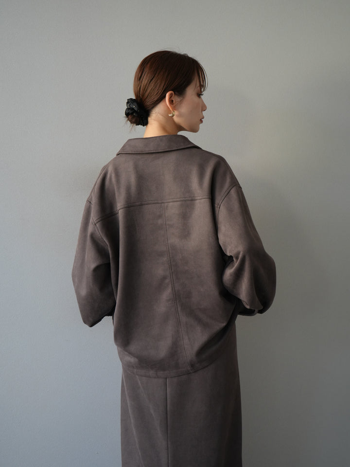 [予約]スエードシャツジャケット/チャコール