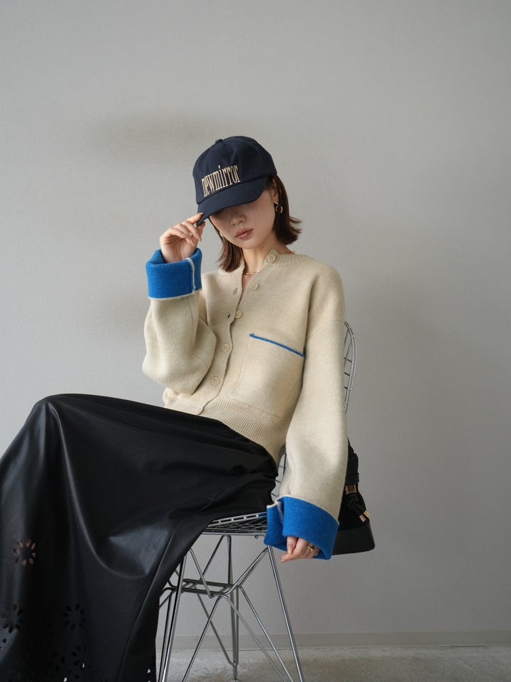 [予約]バイカラーオーバーニットカーディガン/アイボリー