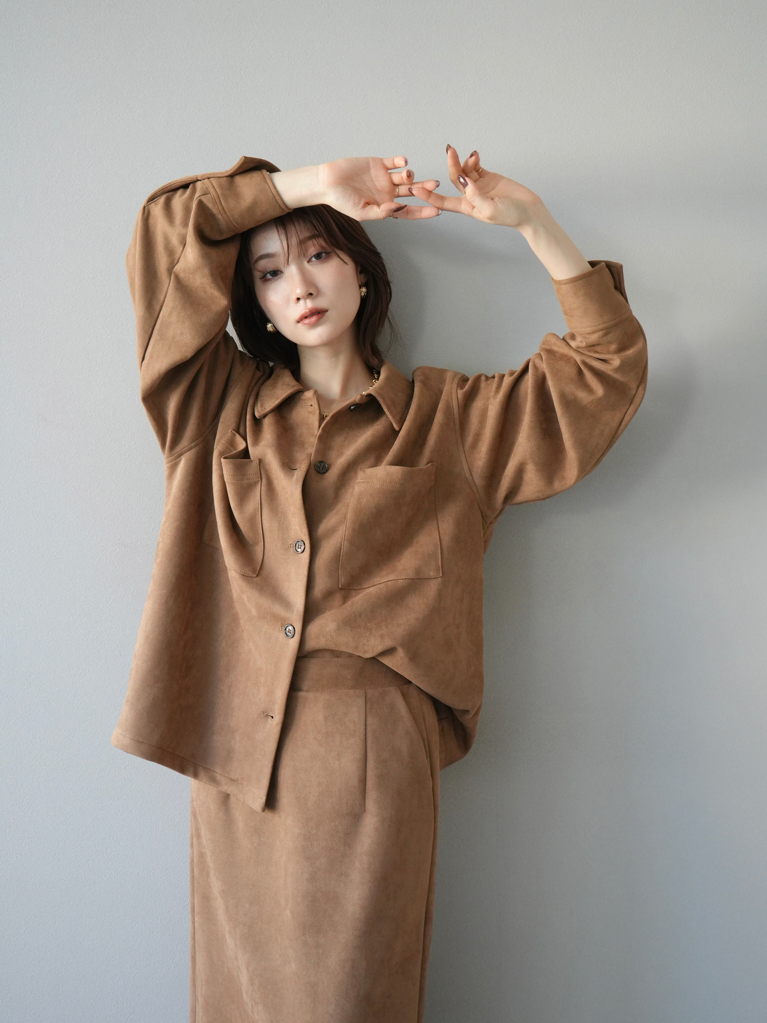 予約]スエードシャツジャケット/キャメル – Lumier