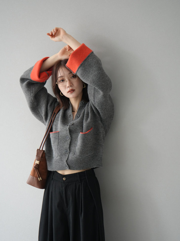 [SET]バイカラーオーバーニットカーディガン+バイカラーオーバーニットカーディガン(2set)