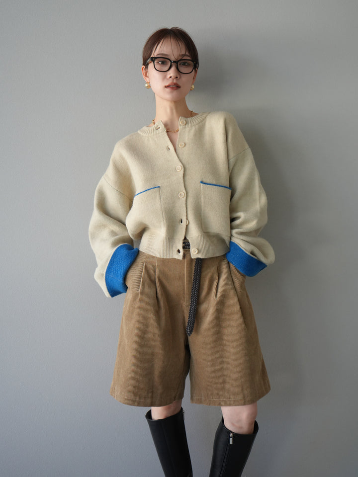 [予約]バイカラーオーバーニットカーディガン/アイボリー