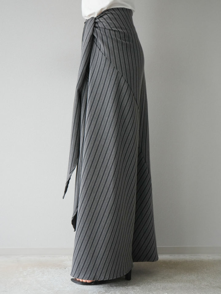 [予約]サイド巻きツイルスカート/ストライプ