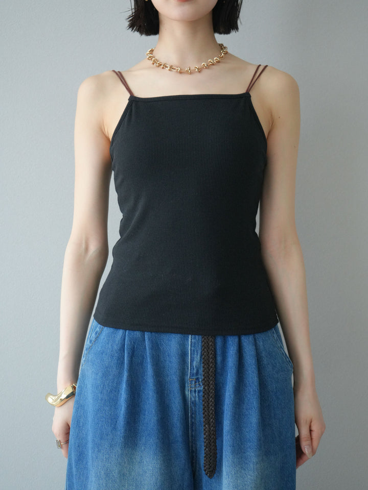 【預購】雙色吊帶罩杯背心/黑色