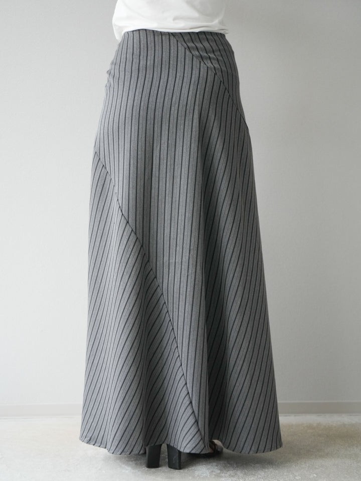 [予約]サイド巻きツイルスカート/ストライプ