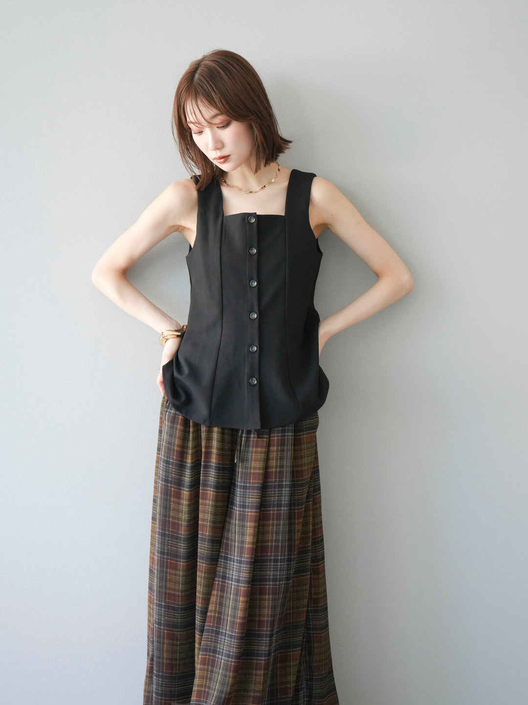 [予約]ペプラムベスト/ブラック